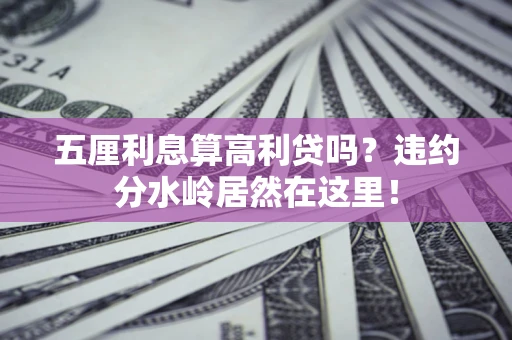 济南五厘利息算高利贷吗？违约分水岭居然在这里！